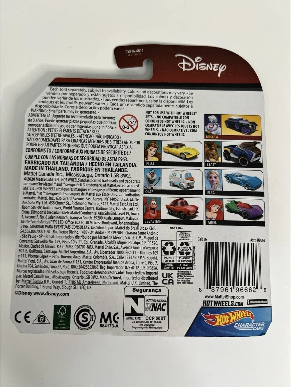 Hot Wheels ARIEL Character Car Disney Pixar 2022 Version Little Mermaid Mattel